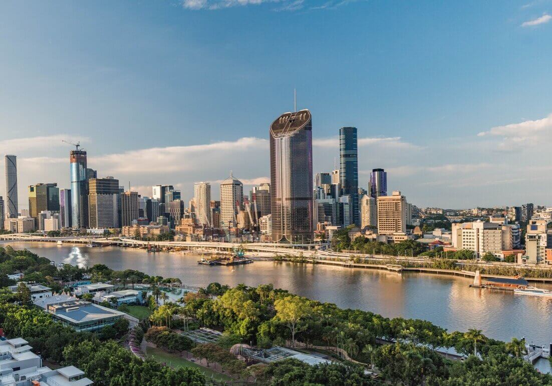 Brisbane city and Soutbank view during a sunny afternoon. Brisbane is the third largest city of Australia and capital of the Queensland state.