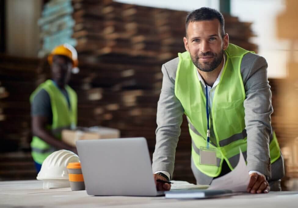 construction worker looking happy